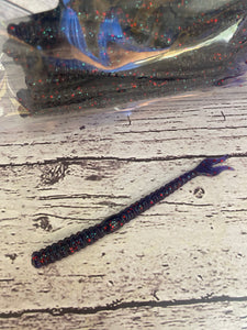 6” Fifolet Worm Junebug Red￼